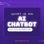 Graphic titled ‘What is an AI Chatbot’ with subtitle ‘Why it’s so popular’ displayed on a futuristic purple background