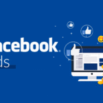 Illustration of Facebook ads showing a computer screen with thumbs up, emoji reactions, and coins, representing Facebook advertising success and engagement.